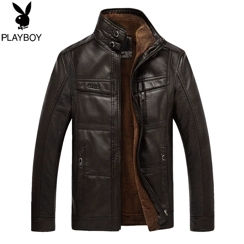 Winter keep warm jacket, genuine leather, for middle age