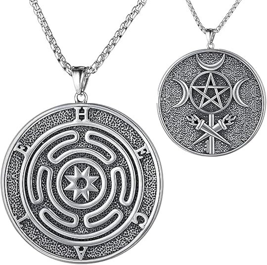 Cross-Border Hecate March Goddess Necklace Stainless Steel Witch Double-Sided Pendant Pagan Witchcraft Egyptian Amulet Beads