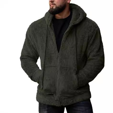 Herren Kapuzenjacke Aus Plüsch Strickjacke Für Den Herbst_voghion.com