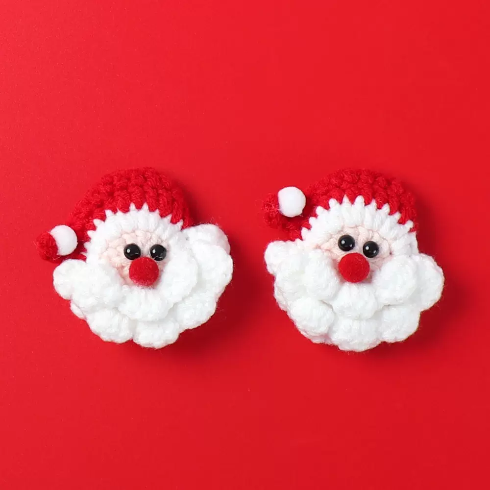 成品手工圣诞老人圣诞节胸针发夹辅料毛线钩织针织花束配件批发