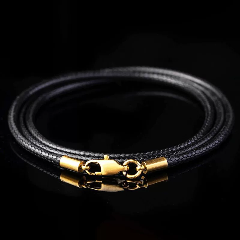 Восковая Веревка ожерелье Веревка Высокое качество кулон Веревка ожерелье ремешок черная кожаная веревка золотой кулон нефритовый кулон ремешок для мужчин и женщин