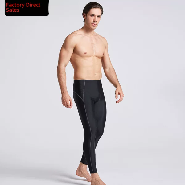 Banfi Quick-Dry Solid Color Long Competition Men's Snorkeling Long-Leg Swim Trunks, Nine-Point Diving Surfing Suit, Wholesale, Available in Large Sizes