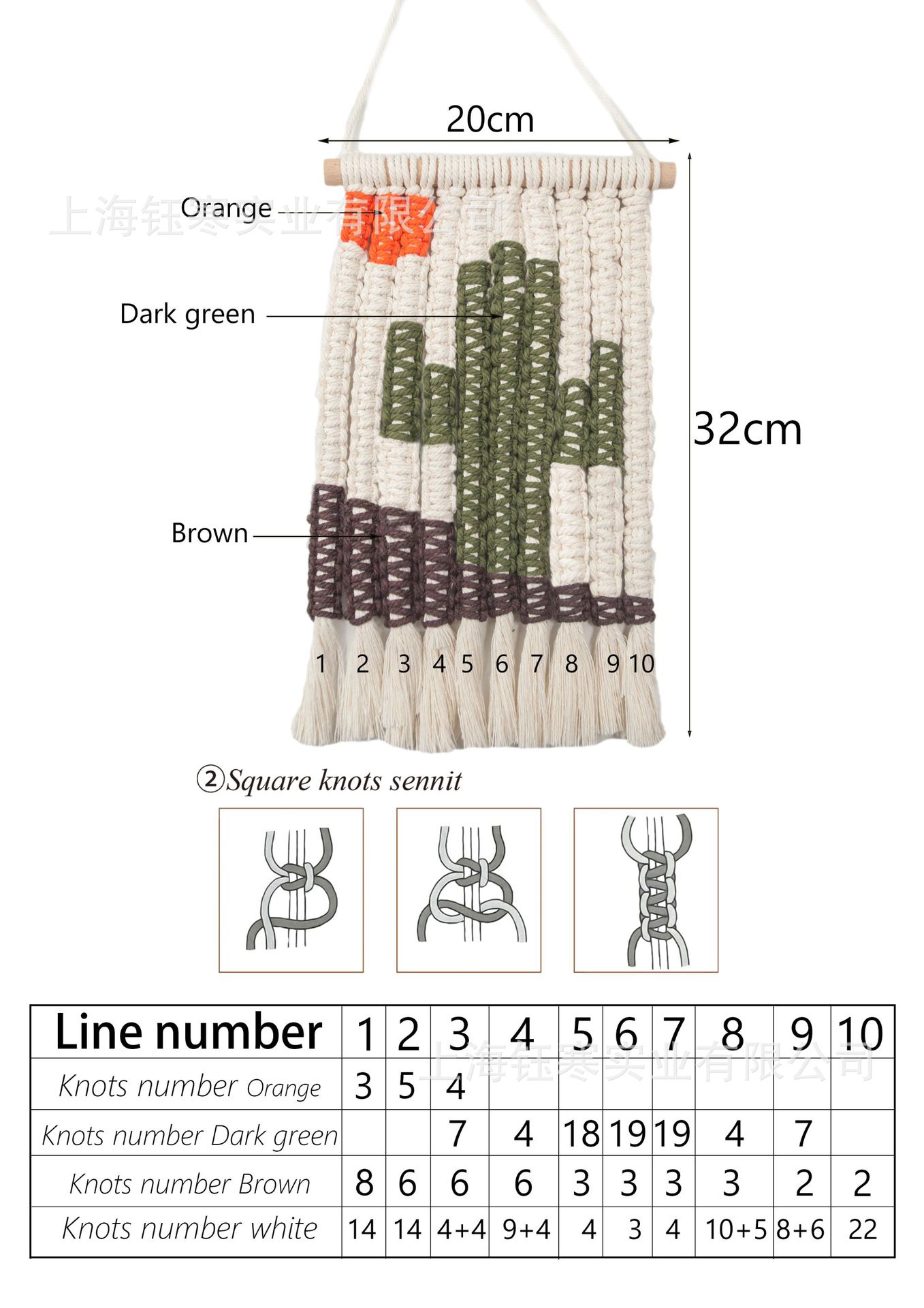 编绳挂毯仙人掌说明书(军绿)