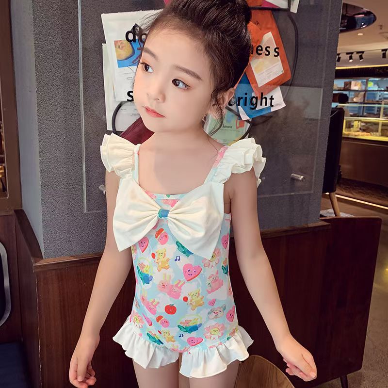 Girls' One-Piece Swimsuit Princess Swimwear Little Girl Summer Outfit 2023 Children's Swimwear Swim Cap for Young Children Quick-Dry