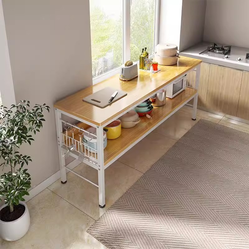 Estante multifuncional de cocina de piso multicapa contra la pared mesa de trabajo integrada para microondas almacenar gabinete lateral mesa de comedor