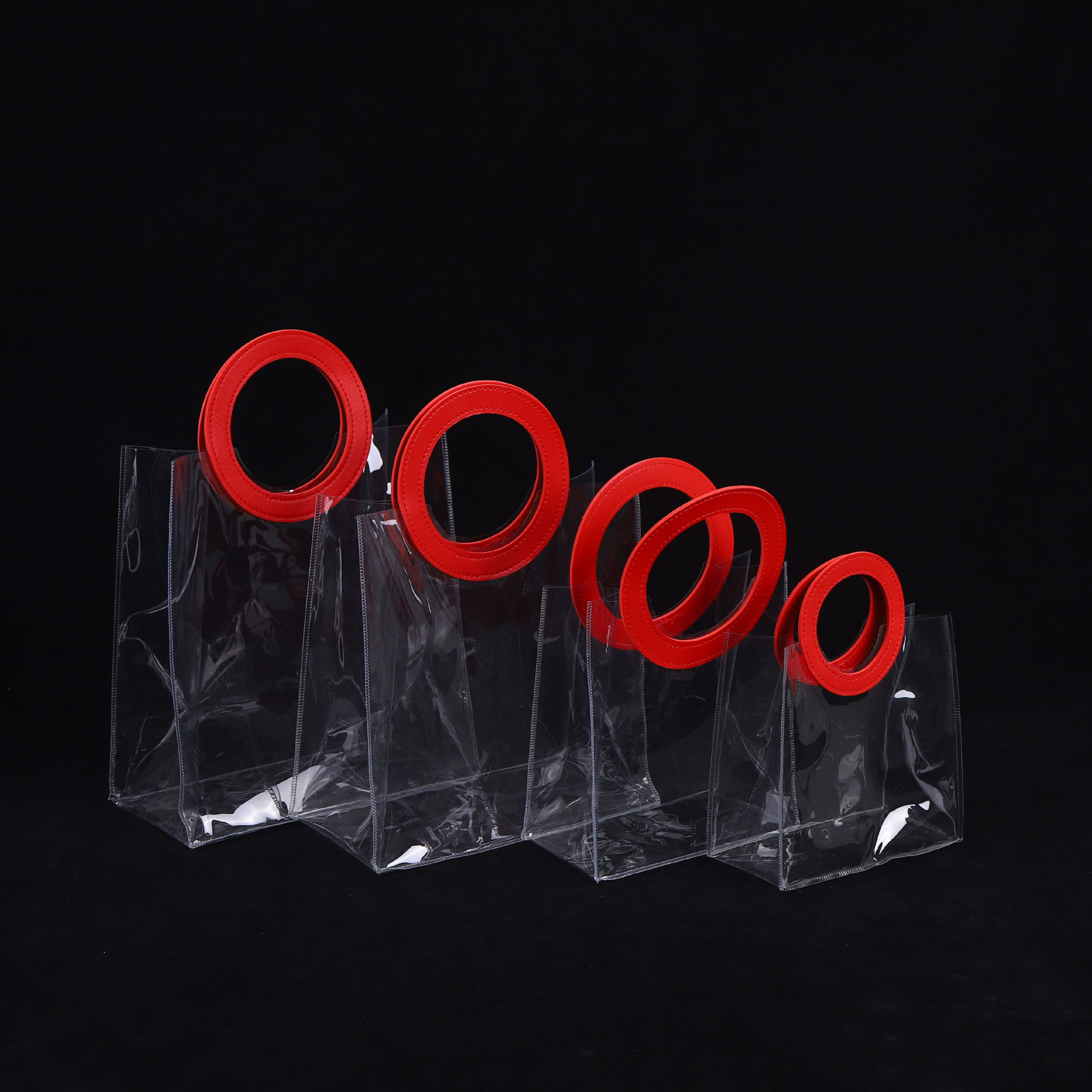 pvc圆形手提袋透明伴手礼品袋礼物喜糖ins风化妆品塑料包装袋现货