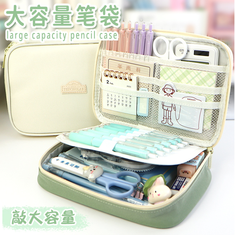 Amazon transfronterizo caja de lápices de estudiante simple bolsa de papelería japonesa ins caja de papelería de cuenta de mano de gran capacidad para mujeres de alto aspecto