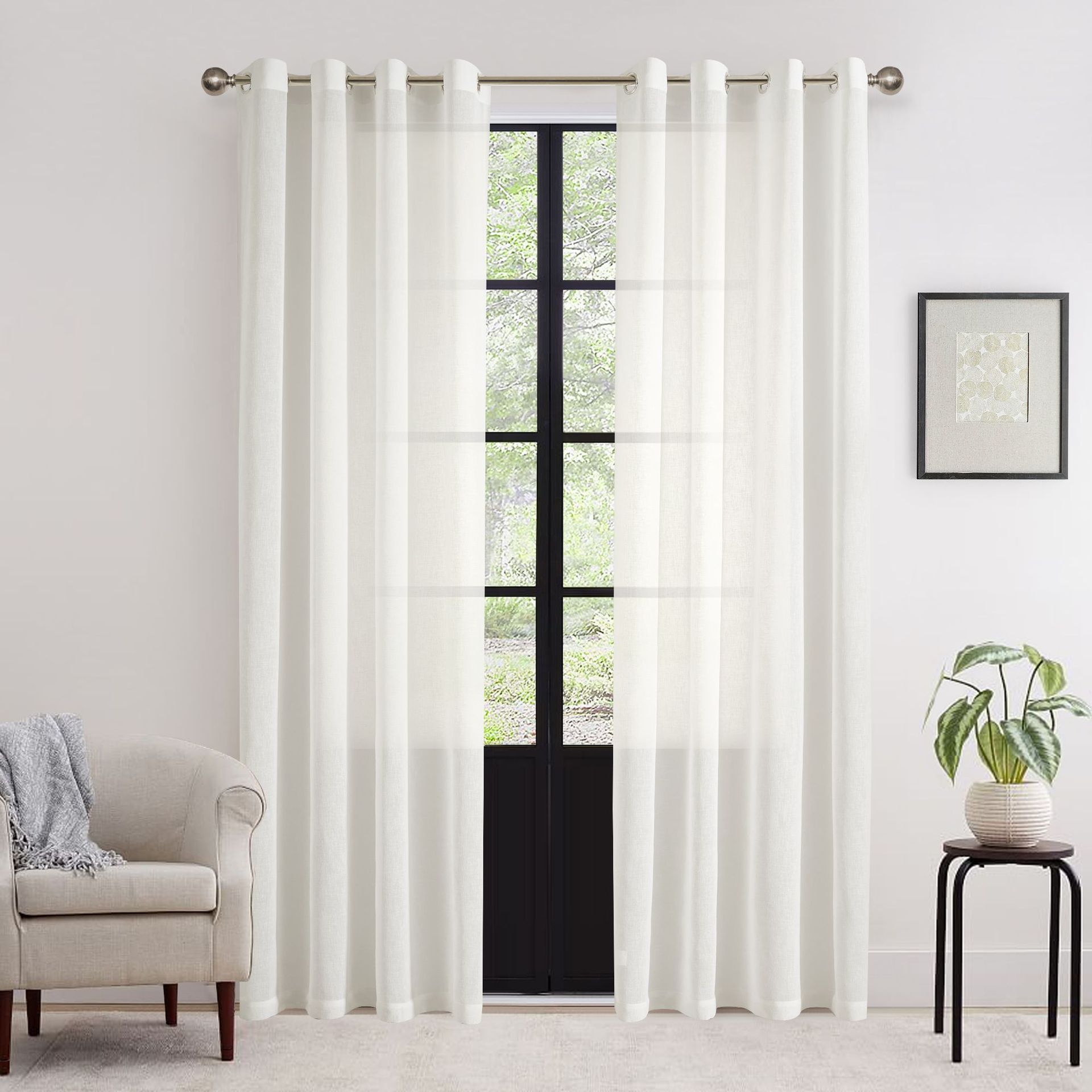 Transfronterizo Amazon venta caliente imitación de lino cortina de anillo cortina moderna simple sólida semi-sombra cortina de tela terminada