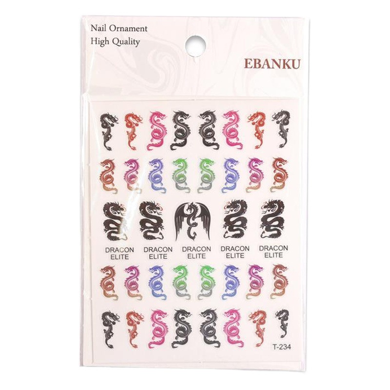 Nuevo dragón chino pegatinas de uñas cinta impermeable adhesivo dragón elemento pegatinas de uñas estilo punk pegatinas de uñas