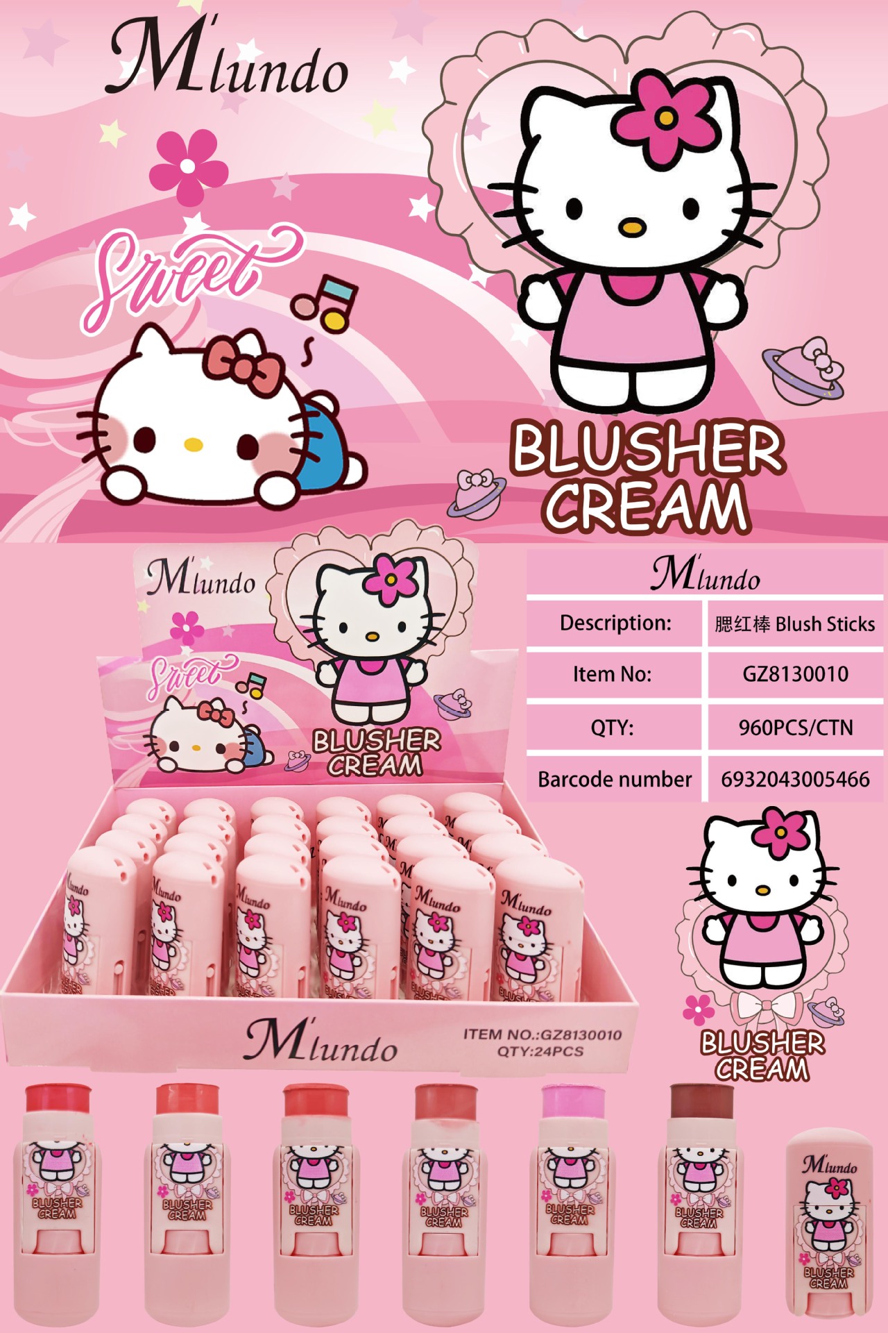 Nuevo Mlundo seis colores de alto brillo concelador blush sequinilla decolor óleo labial invisible barra de concelador maquillaje al por mayor