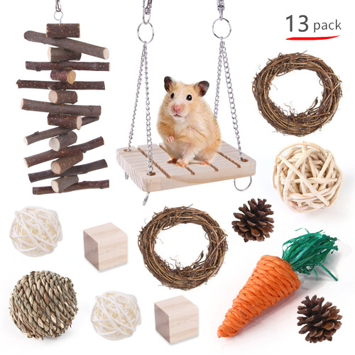 Cross-border new model hamster toy grass ball set pet rabbit guinea pig play teething supplies hamster set