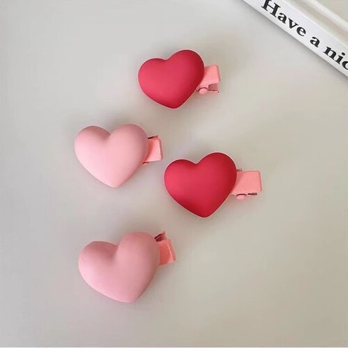 Pink hairpin dopamine frosted love small hairpin girl heart color clip sweet and cute hair accessories bangs side clip