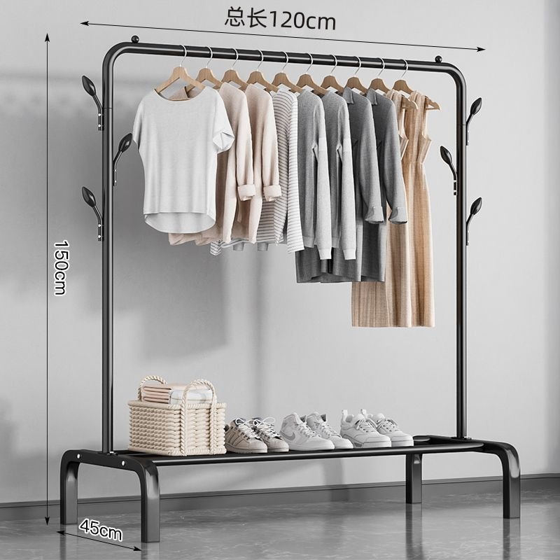 Percha de secado de ropa de piso dormitorio doméstico colgar ropa plegable de una sola varilla simple dormitorio interior móvil percha de sombrero