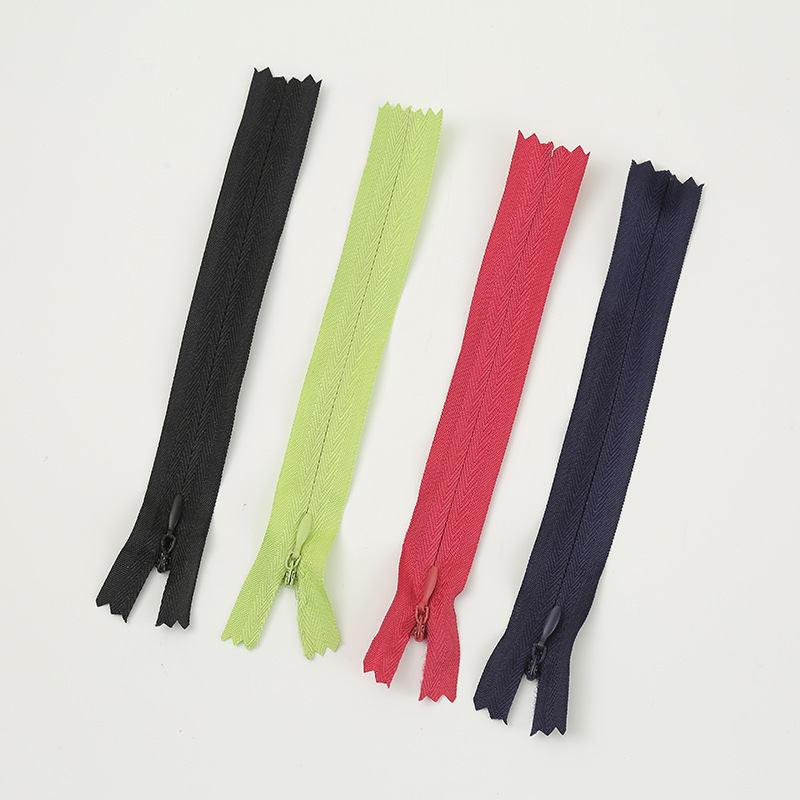 厂家3号尼龙隐形布边拉链 裙子家纺靠垫抱枕黑白彩色拉链现货批发