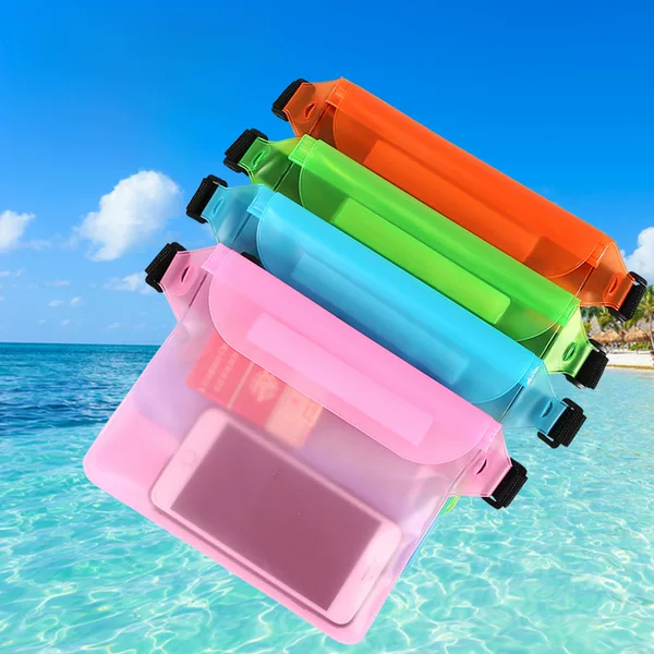 Spot outdoor beach water-splashing Festival mobile phone waterproof bag new three-layer sealed PVC storage waterproof waist bag