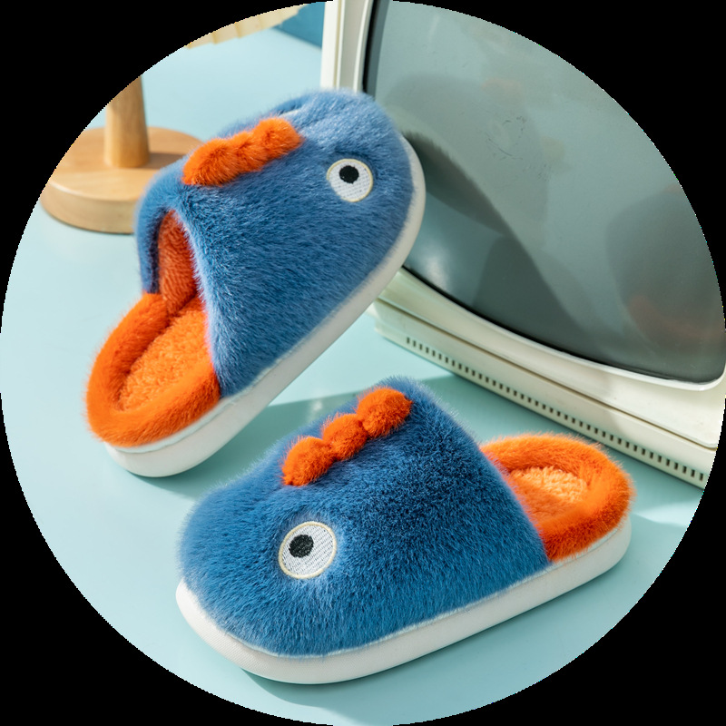 Zapatillas Cixi Uno 2024 Nuevas Pantuflas de Algodón para Niños con Diseño 3D de Dragón, Pantuflas de Casa para Niños Pequeños y Niños.