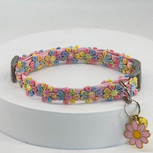 Cat collar Colorful lace flower pet collar pendant bell high-end cat collar light neck collar