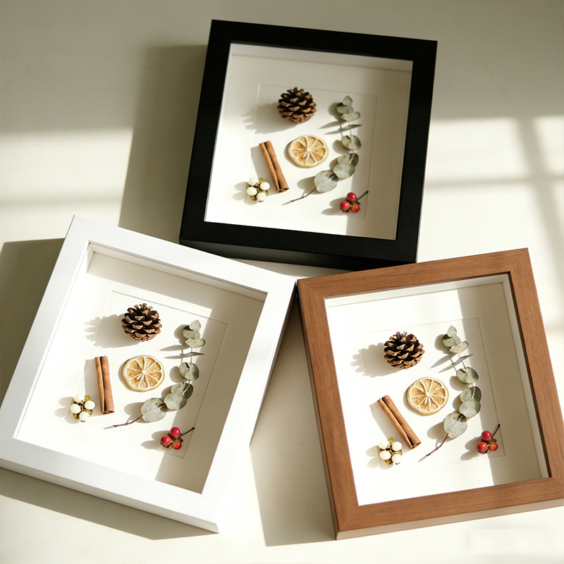 Handmade Dried Flower and Leaf Photo Frame Album Preservation Three-Dimensional Hollow Plant Toy Specimen Frame Picture Frame Display Stand