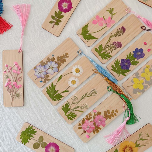 Real Flower Bamboo Slips Bookmark Pressed Flower DIY Dry Flower Handicraft Tourist Market Product Creative Bamboo Gift
