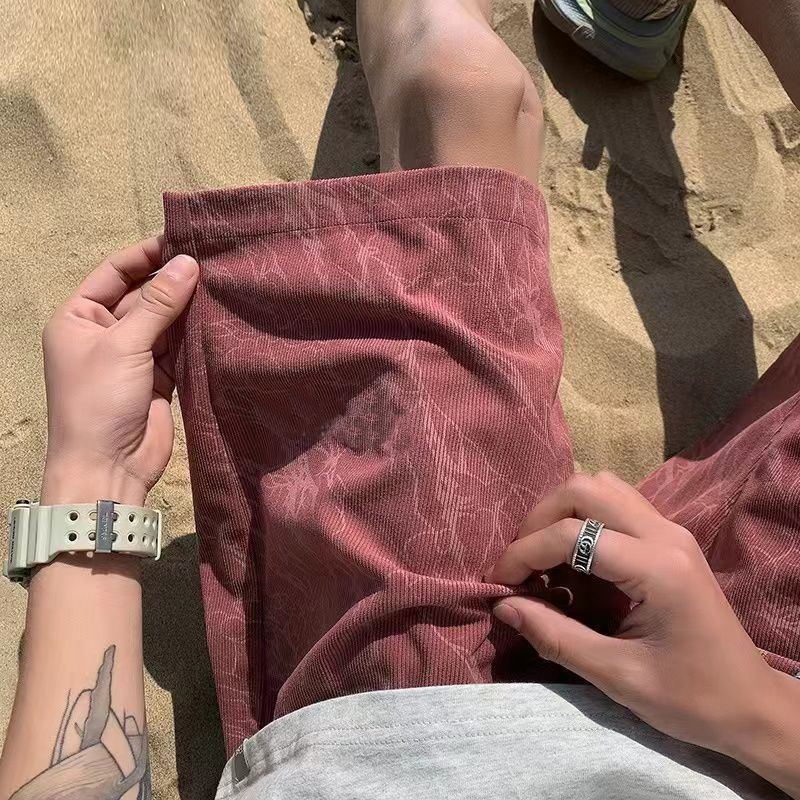 Men's American Style High Street Summer Loose Casual Sports Capri Pants Trendy Plus Size Mid Length Shorts_viptrois.com
