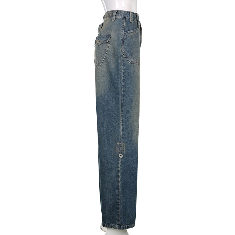 Women's Daily Retro Gradient Color Full Length Zipper Jeans display picture 7