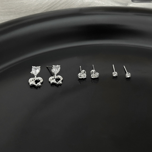 Elegant and lightweight luxury-style s925 earring set with unique design, featuring butterfly knot and heart shapes, sweet and charming earrings for women, wholesale.