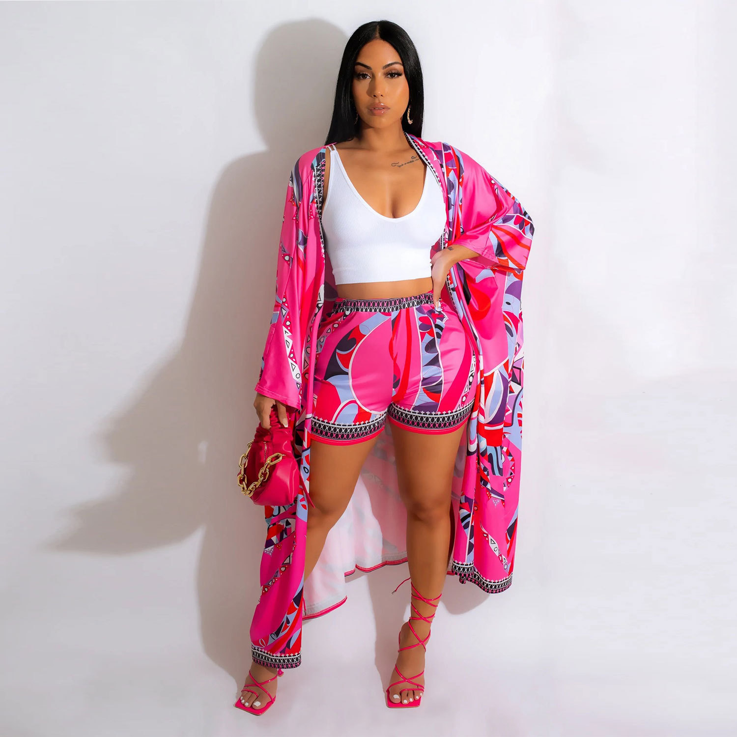 Printing Pattern Summer Season Home Women'S Casual Printing Spandex Polyester Printing Shorts Co-ord Set Shorts Sets