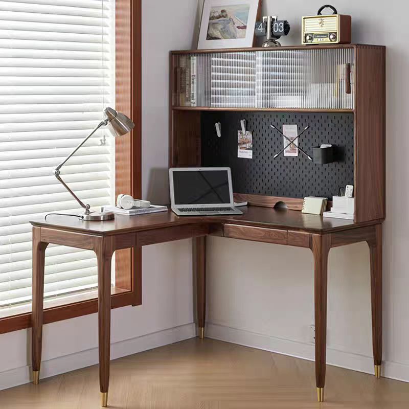 North American Cherry Wood Corner Desk and Bookshelf Combination for Home Use, Bedroom Writing Desk, All Solid Wood Corner Study Computer Desk North American Cherry Wood Corner Desk and Bookshelf Combination for Home Use, Bedroom Writing Desk, All Solid Wood Corner Study Computer Desk