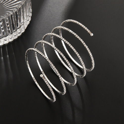 Cross-border jewelry Multi-row elastic wide bracelet dance performance Arm ring claw chain Rhinestone bracelet wholesale B328