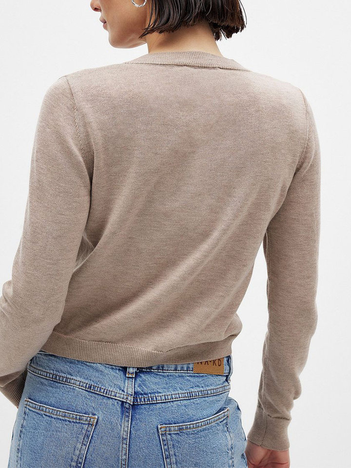 Áo cardigan dệt kim nữ cổ tròn tay dài mỏng nhẹ mặc trong — kaki, màu xanh hải quân chi tiết 21