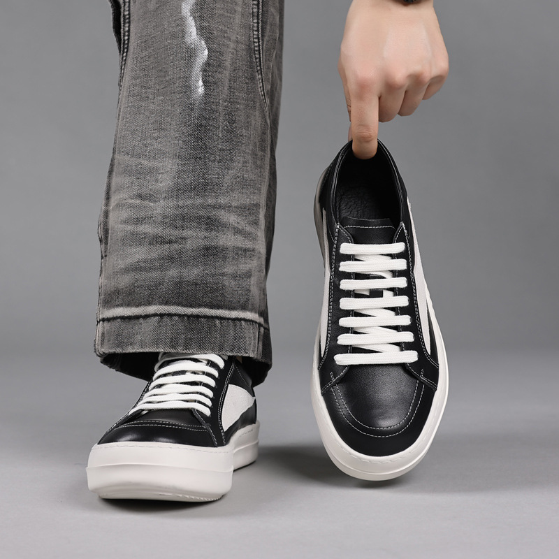 Ro zapatos de hombre de cuero respirado nicho de moda casual zapatos de hombre zapatos de pan americano zapatos de hombre con suela gruesa