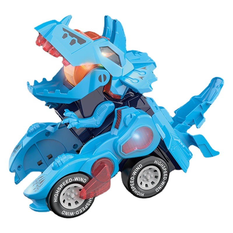 Niños y niñas eléctrica universal luminoso deformación automática Triceratops simulación dinosaurio juguete transformador transfronterizo