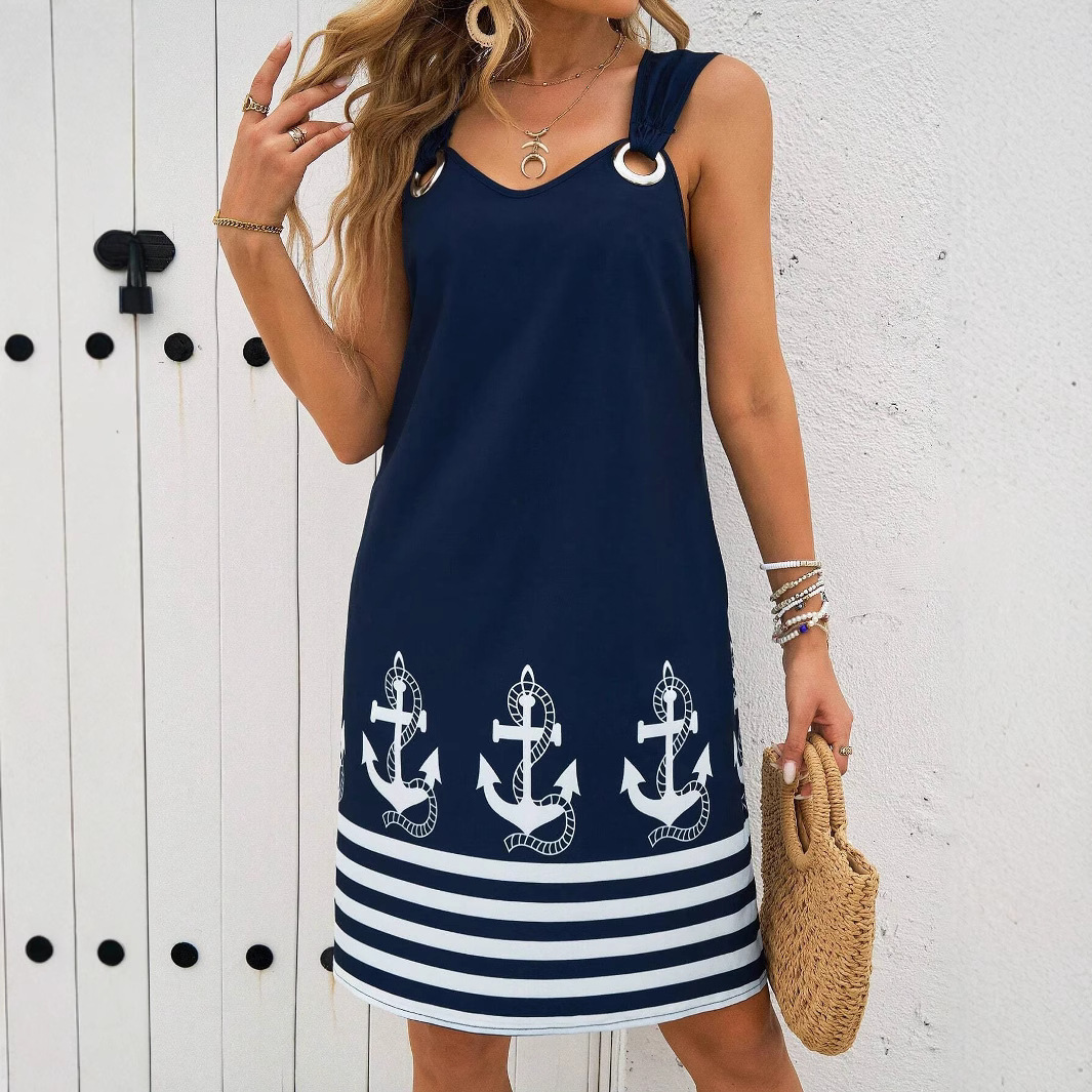 亚马逊2025欧美跨境夏季新款休闲简约高品质轻便背心裙