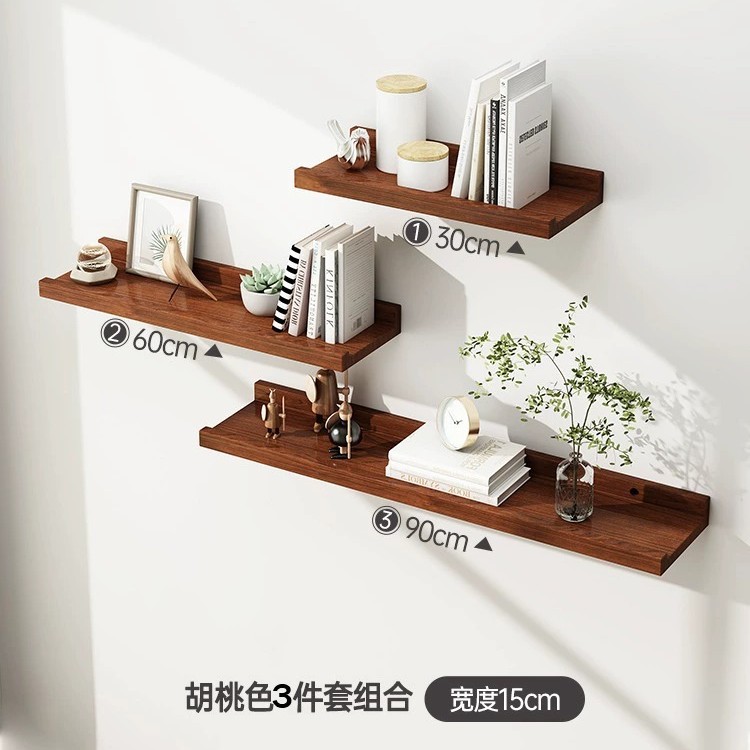 Práctico estante de pared laminado partición pared colgante pared estante de pared decoración de pared de televisión sala de estar tablero de madera en una palabra