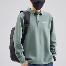 长袖polo衫男士2023春秋时尚简约男士商务休闲翻领上衣百搭T恤潮