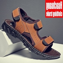 leather sandals for Men Male summer classic beach shoes Man