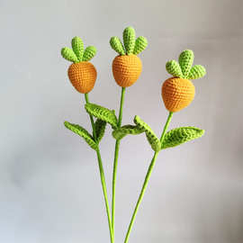 居家装饰毛线花钩针编织假花创意胡萝卜花束手工DIY仿真花现货