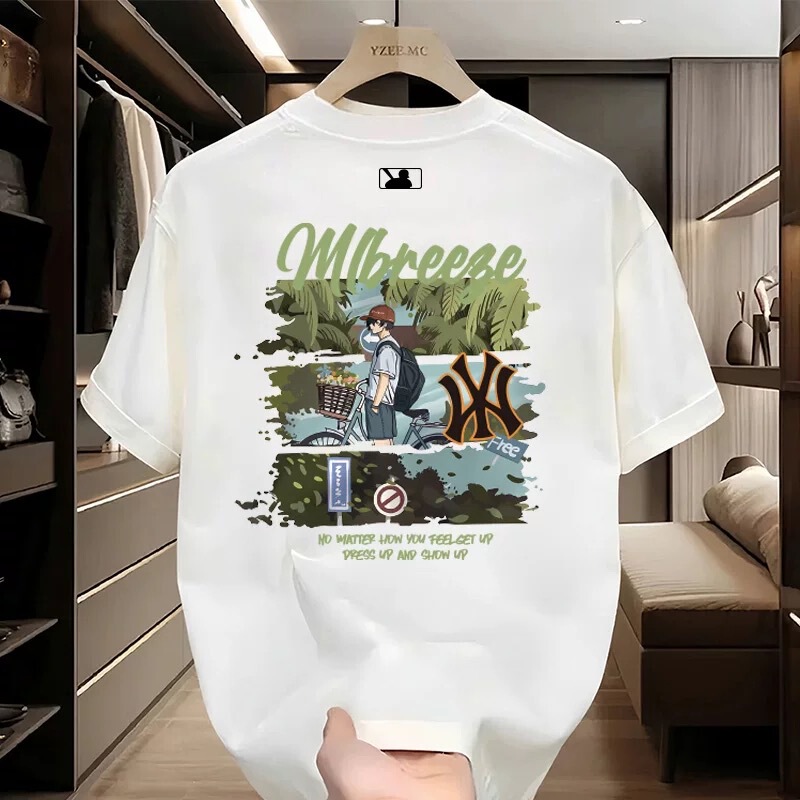 [Discount Zone] Same Style for Men and Women, American Trendyy Printed Cotton Short-Sleeved T-Shirt, Men's Loose Large Size T-Shirt