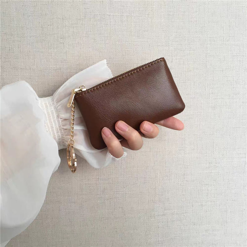 Retro Oil-Waxed Leather Key Bag, Women's Card Holder, Compact Zipper Coin Bag, Thin Key Bag, Lipstick Bag, Car Key Holder Retro Oil-Waxed Leather Key Bag, Women's Card Holder, Compact Zipper Coin Bag, Thin Key Bag, Lipstick Bag, Car Key Holder