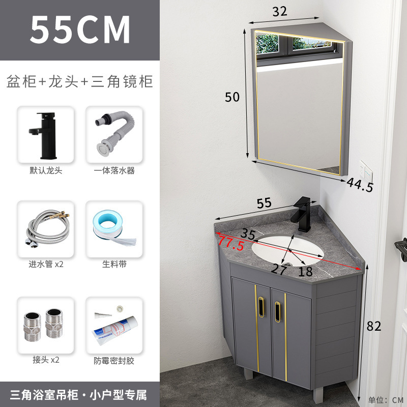 Piso lavabo gabinete combinación pequeño apartamento baño triángulo mesa de lavado esquina lavabo piscina