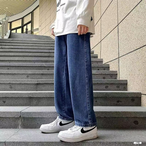 Southeast Asian shrimp skin TK basic model large size zipper jeans men's loose straight leg casual work long pants