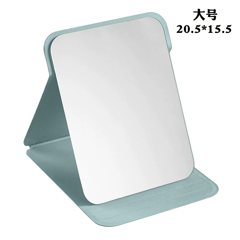 Folding Handheld Table Mirror, PU/Polyurethane Cover, Compact Adjustable Stand, 4 Sizes