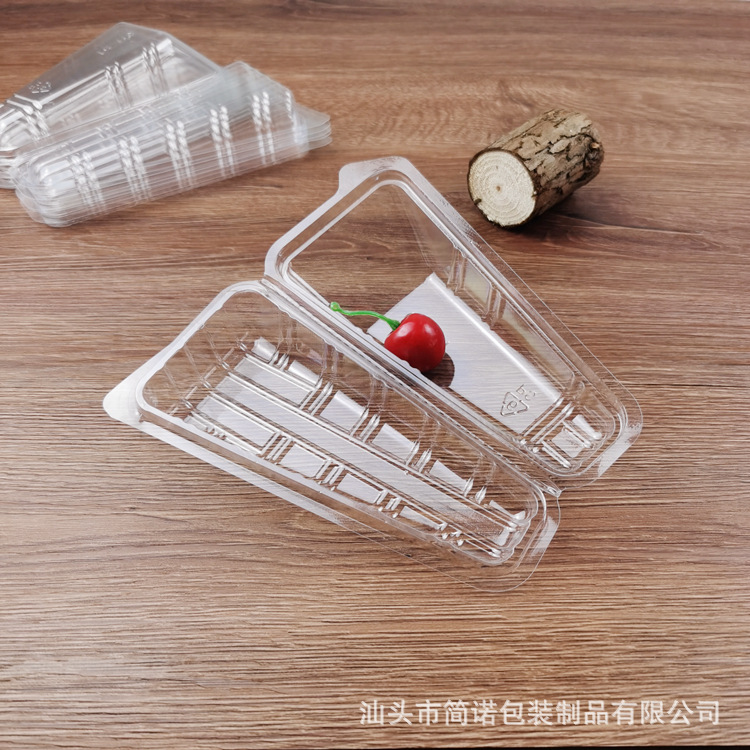 BOPS transparente caliente leche bebé embalaje exterior caja de plástico triángulo Desechable rollo de mano transparente sushi caja de embalaje