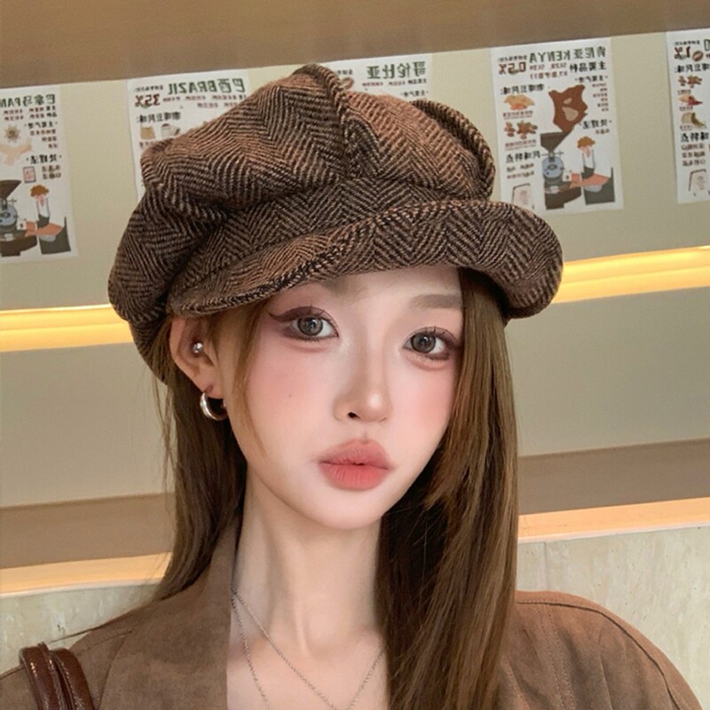 秋冬贝雷帽子女款2025新款百搭云朵八角帽大头围显脸小复古画家帽|undefined