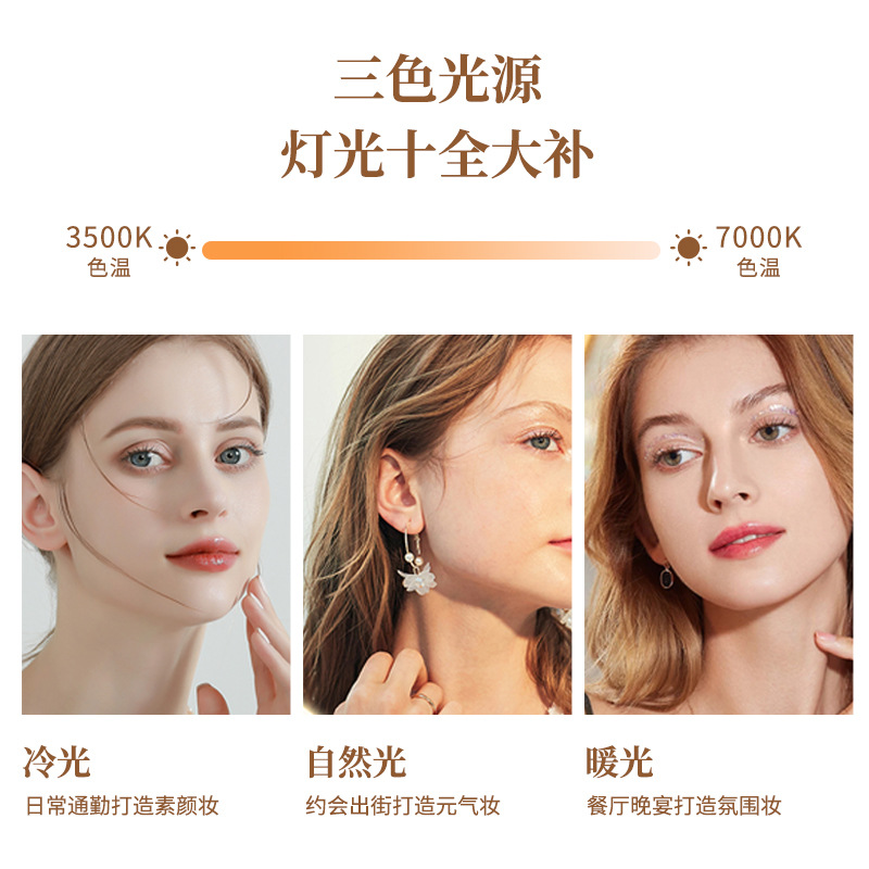 Espejo cosmético LED transfronterizo al por mayor cuadrado plegable recargable espejo femenino espejo portátil de dormitorio