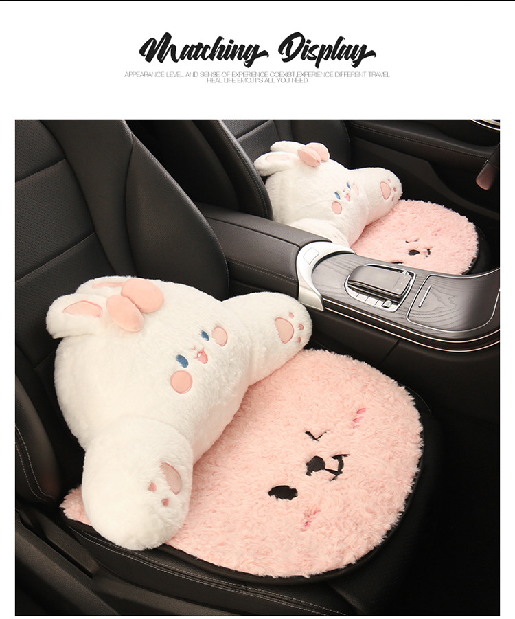 Winter Plush Cartoon Car Seat Cushion for Car Use to Keep Warm and Cold, Special Seat Cushion with Cute Little Waist, Non-Slip and Free of Binding