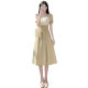 Large Size Women's Gentle Style Dress Women's 2023 Summer New Style Slimming Belly Covering Over-knee Long Dress for Chubby Girls