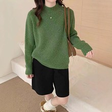 粗针坑条内搭套头毛衣女秋冬新款韩版纯色插肩袖加厚保暖半高领女