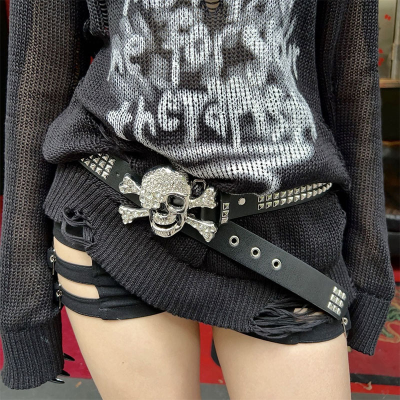 Nuova cintura con rivetti Cintura larga americana porosa Pantaloni versatili da uomo e da donna Cintura personalizzata con teschio da discoteca punk rock_voghion.com