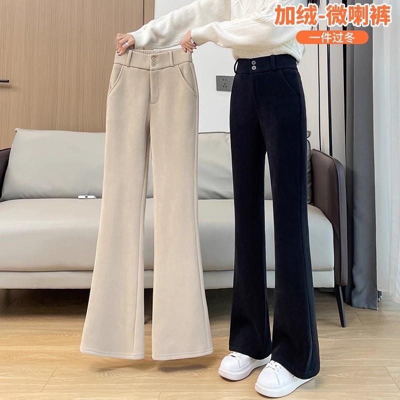 Fleece-Lined Thickened Flared Pants for Women 2025 New Autumn and Winter Trendy Popular Drape Corduroy Wide-Leg Pants
